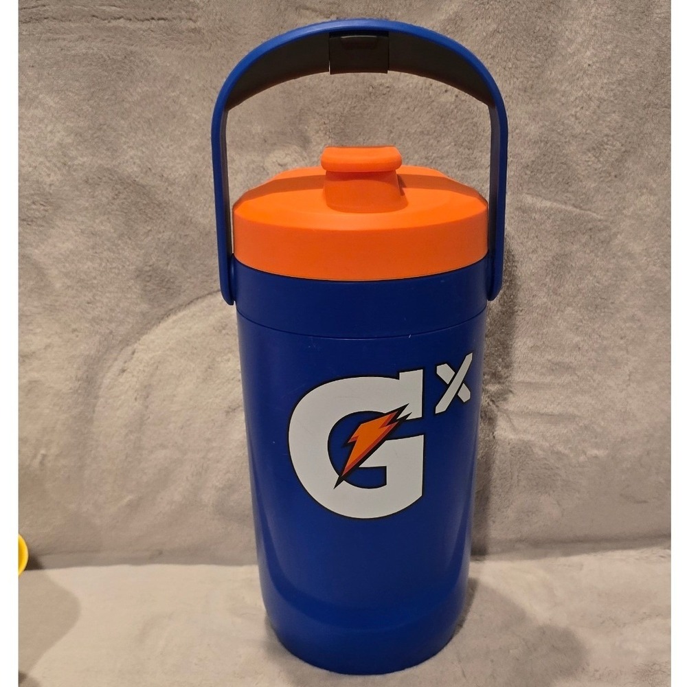 Gatorade Gx Fuel Jug 64oz Blue Orange Insulated Water Bottle with Fence Hook